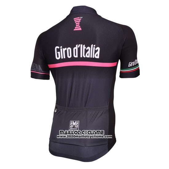 2016 Maillot Ciclismo Giro D'italie Noir et Rouge Manches Courtes et Cuissard